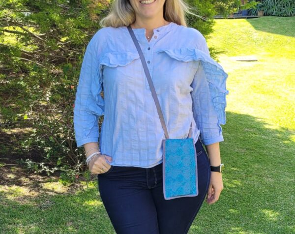 carterita gris con encaje turquesa - Imagen 3